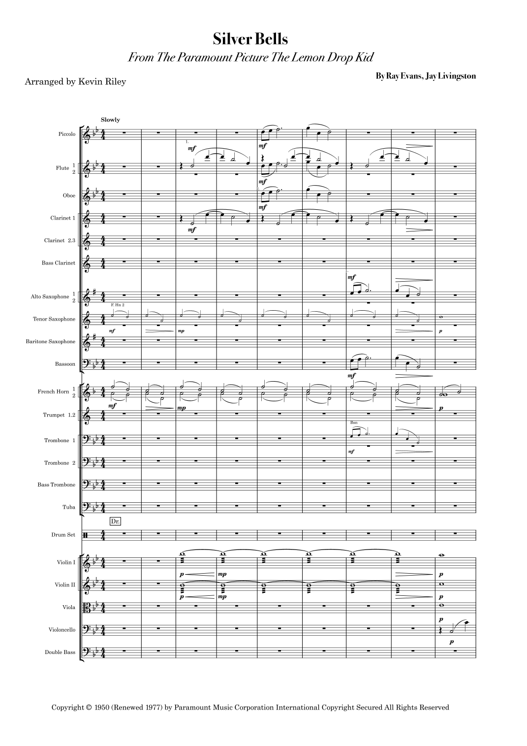 Silver Bells (arr. Kevin Riley) by John Denver 管弦乐团 - 预览