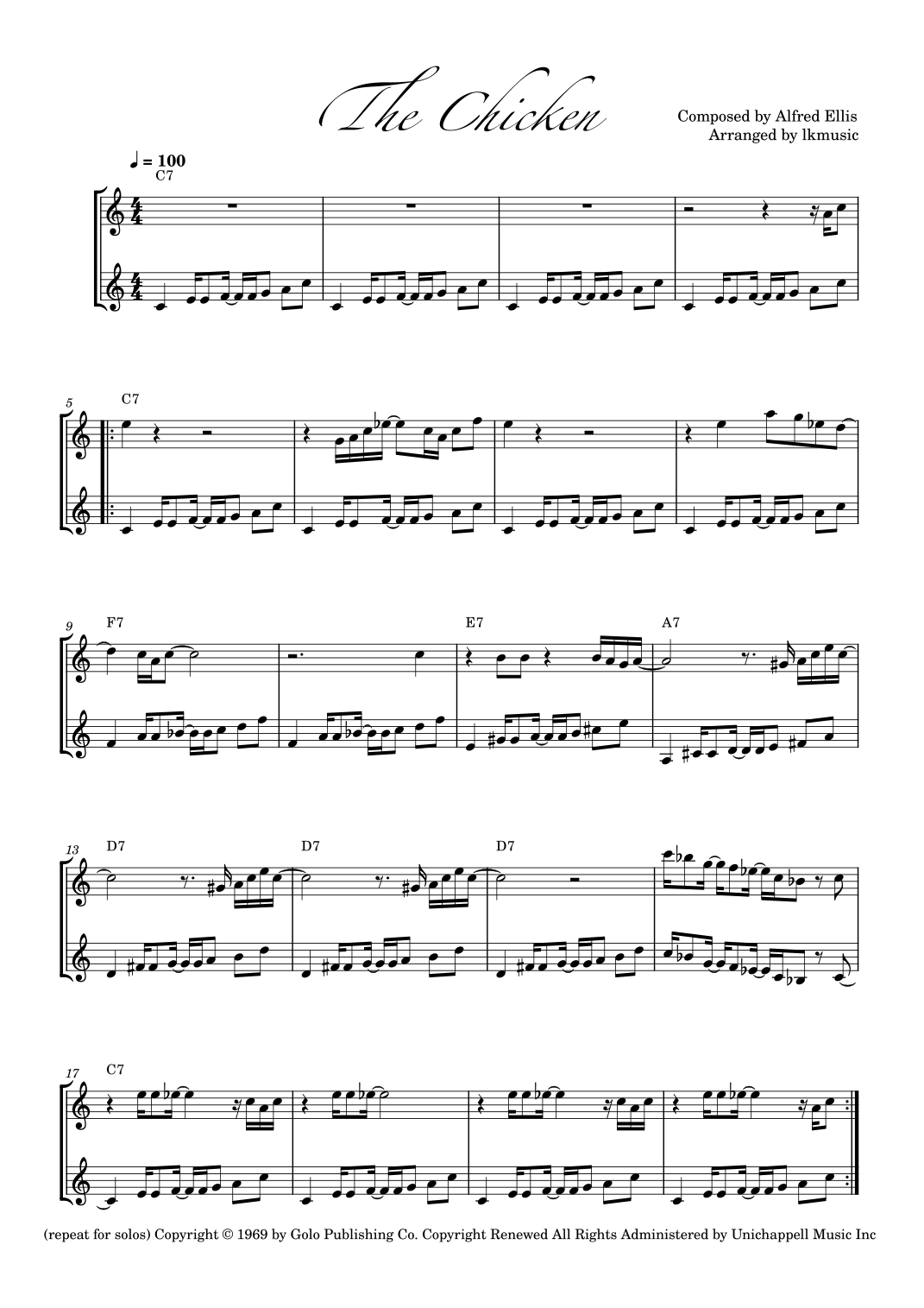The Chicken Notes The Chicken by Jaco Pastorius Sheet Music for Clarinet Duet at Sheet ...