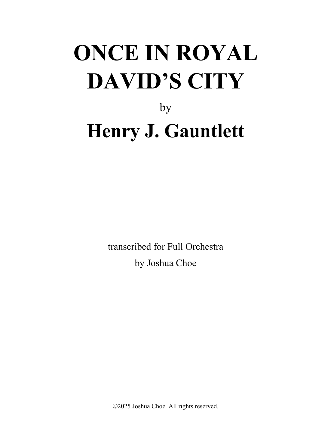 Once in Royal David’s City (arr. JMJ Arrangements) by Henry J. Gauntlett Full Orchestra