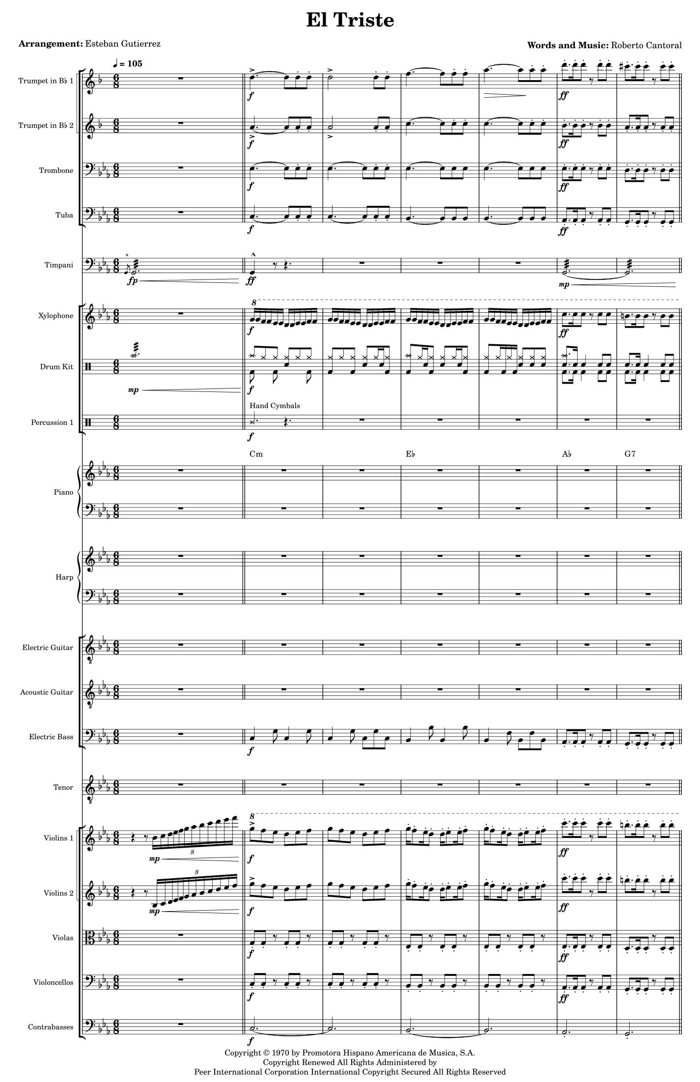 El Triste (arr. Esteban Gutierrez) by Roberto Cantoral 管弦乐团 - 预览