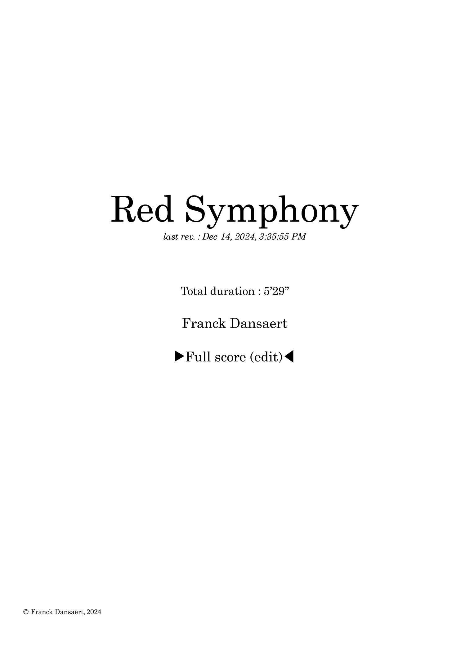 Red Symphony - Score Only (仅总谱) by Franck Dansaert Full Orchestra - 预览