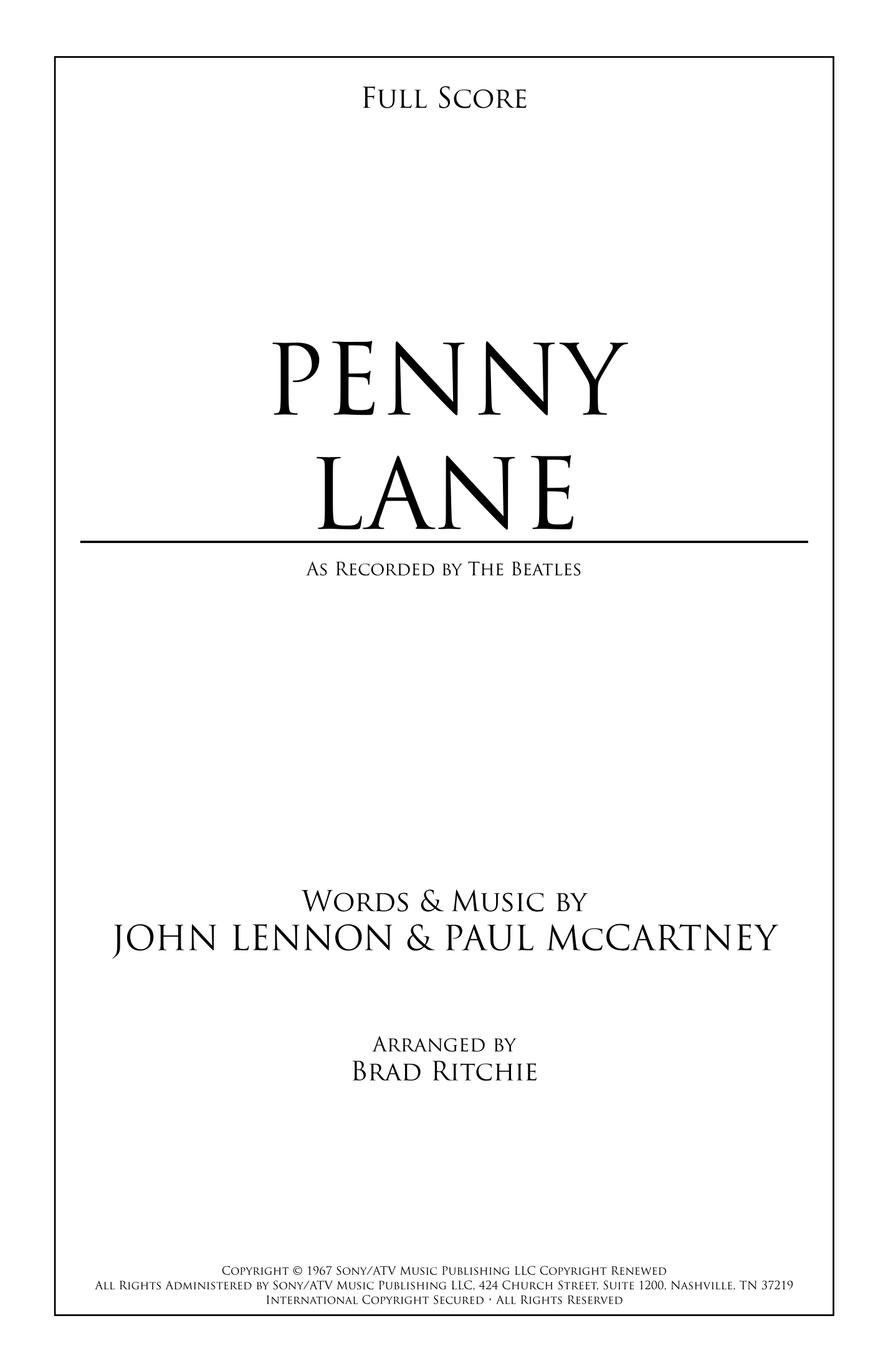 Penny Lane (arr. Brad Ritchie) by The Beatles 管弦乐团 - 预览