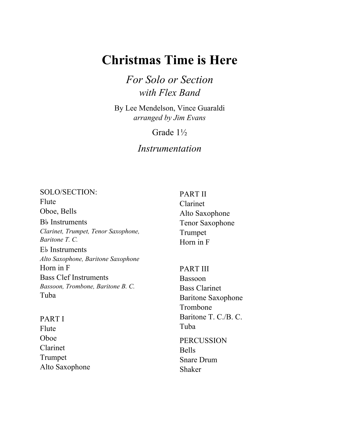 Christmas Time Is Here (arr. Jim Evans) by Vince Guaraldi Sheet Music ...