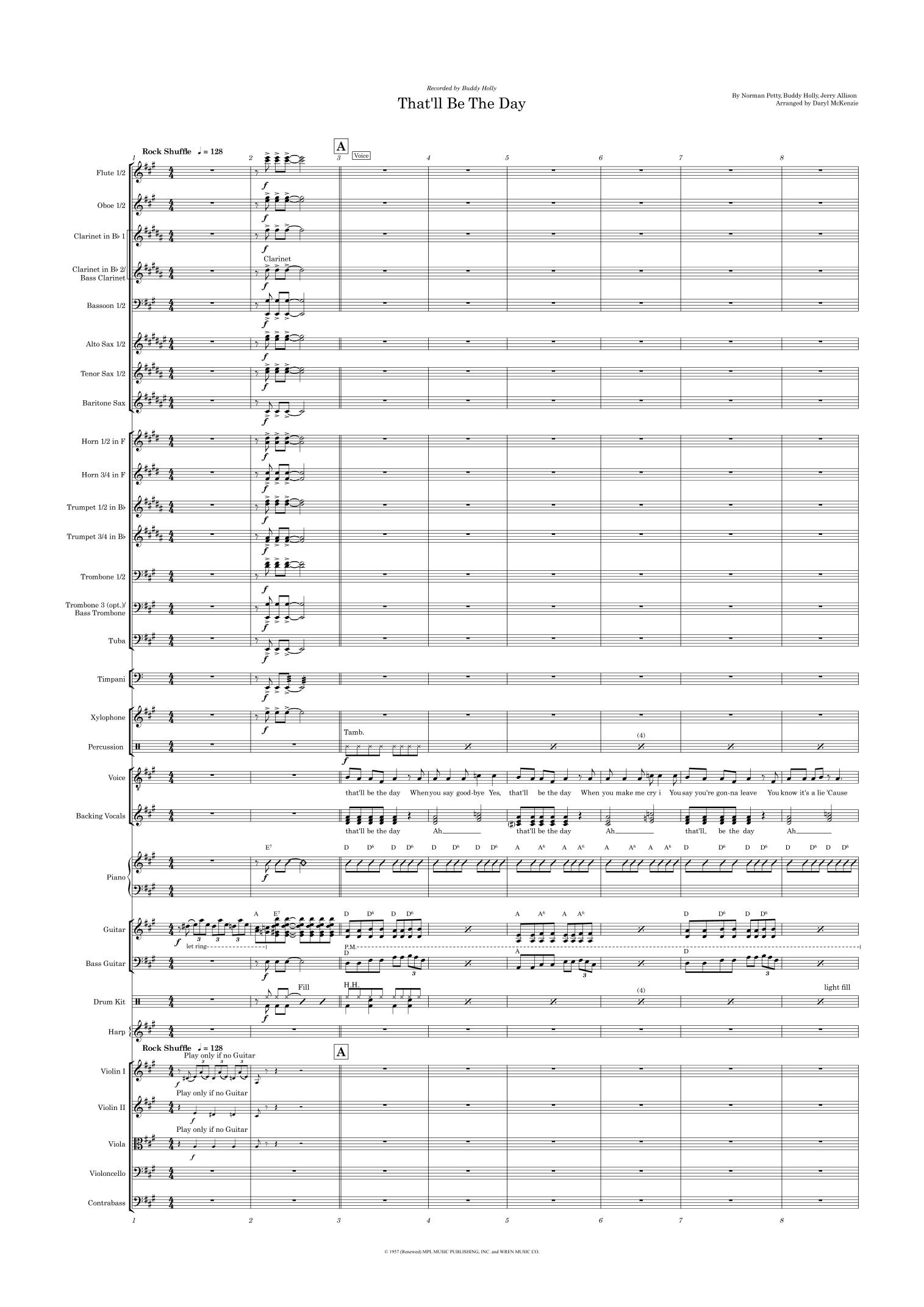 That'll Be The Day (arr. Daryl McKenzie) by The Crickets 管弦乐团 - 预览