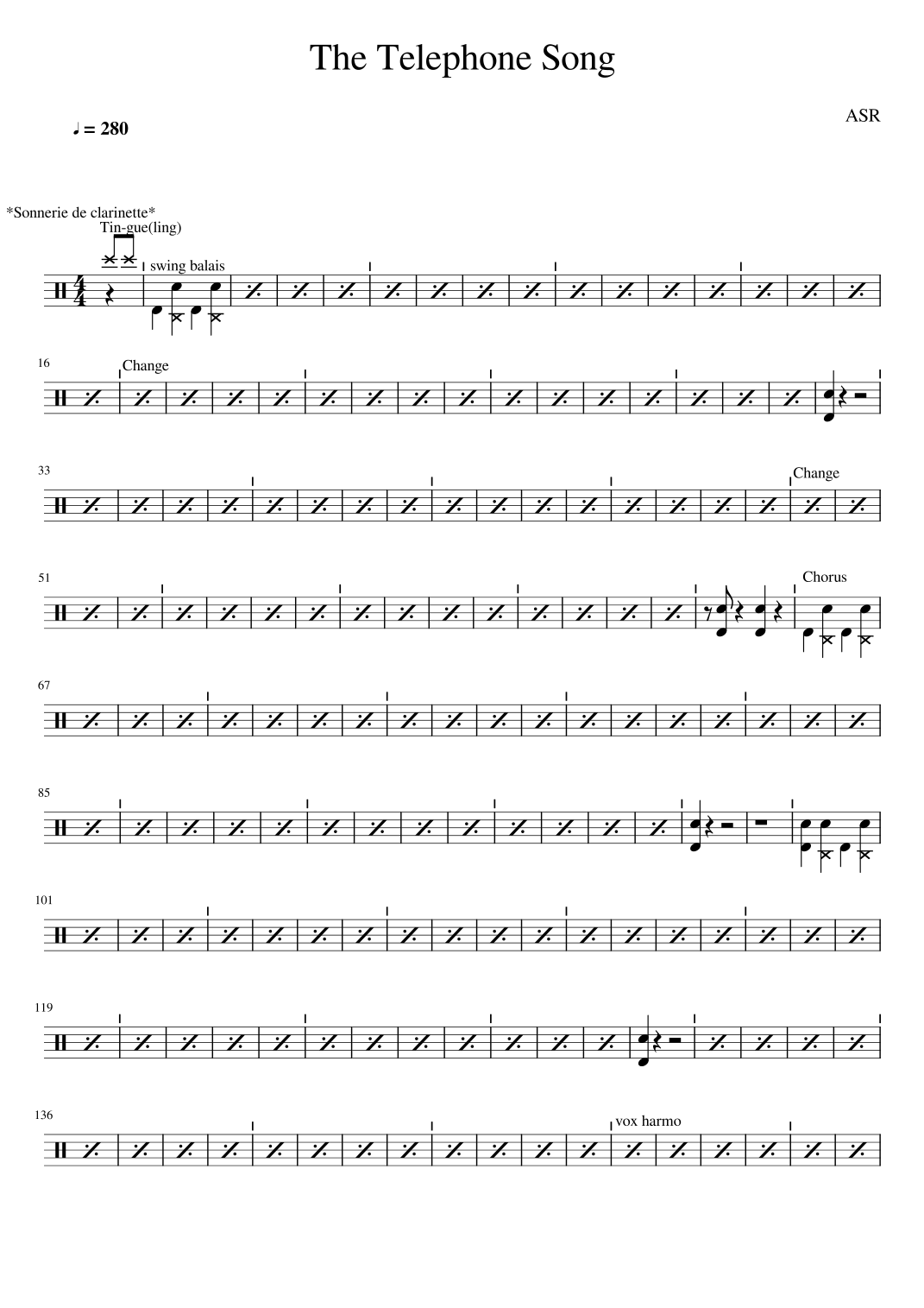 The Telephone Song Sheet Music Andrews Sisters Drums