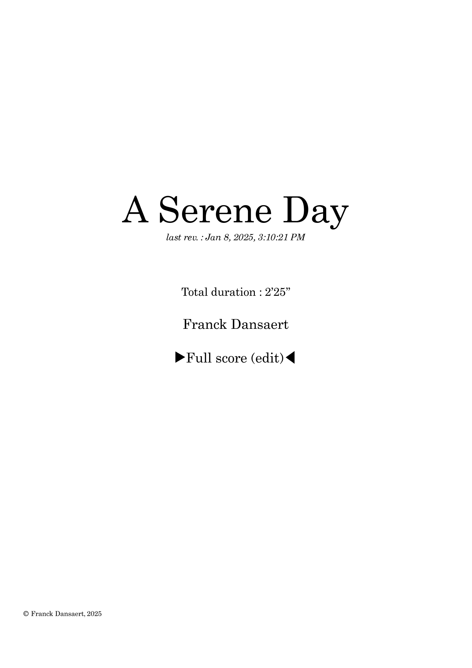 A Serene Day - Score Only by Franck Dansaert Full Orchestra(宁静的一天 - 仅总谱 - Franck Dansaert 管弦乐团)- 预览