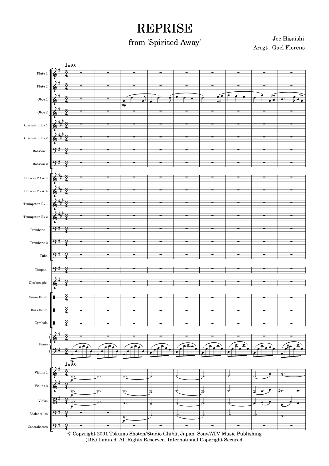 Reprise (arr. Gael Florens) by Joe Hisaishi 管弦乐团 - 预览