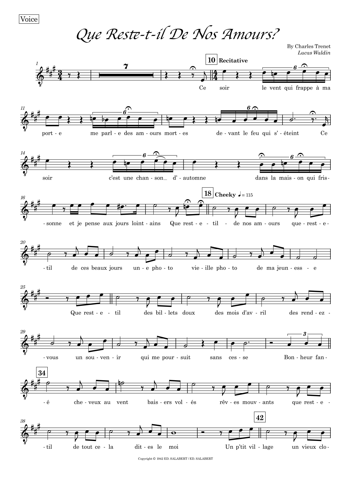 Que Reste-T-Il De Nos Amours (arr. Lucas Waldin) by Baguette Quartette Full Orchestra
