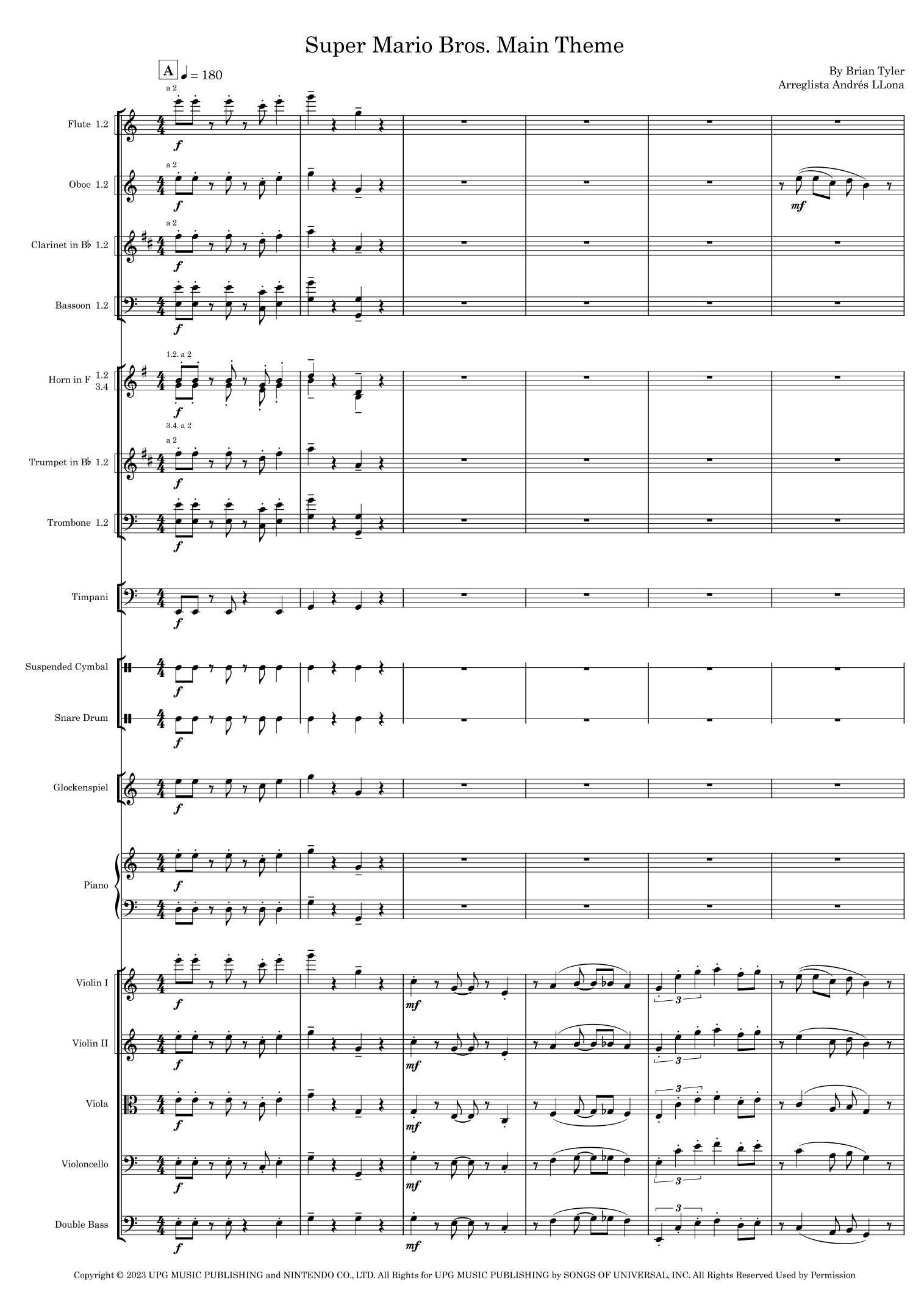 Super Mario Bros. Opus (arr. Andrés LLona) by Brian Tyler Full Orchestra