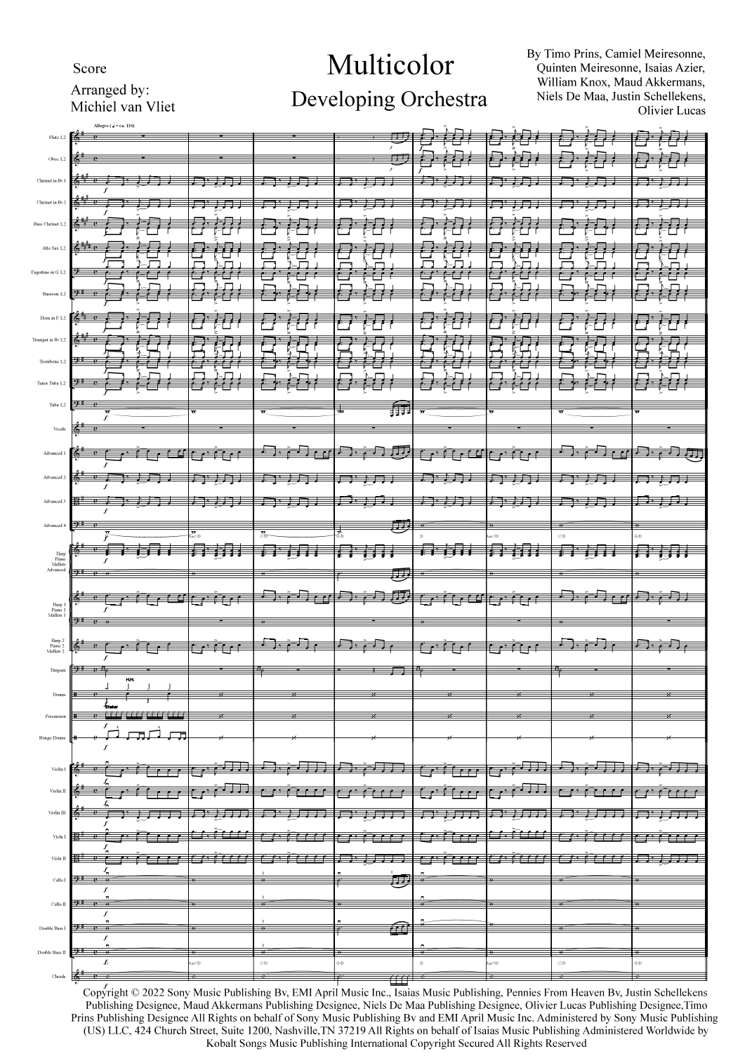 Multicolor (arr. Michiel van Vliet) by Son Mieux 管弦乐团 - 预览