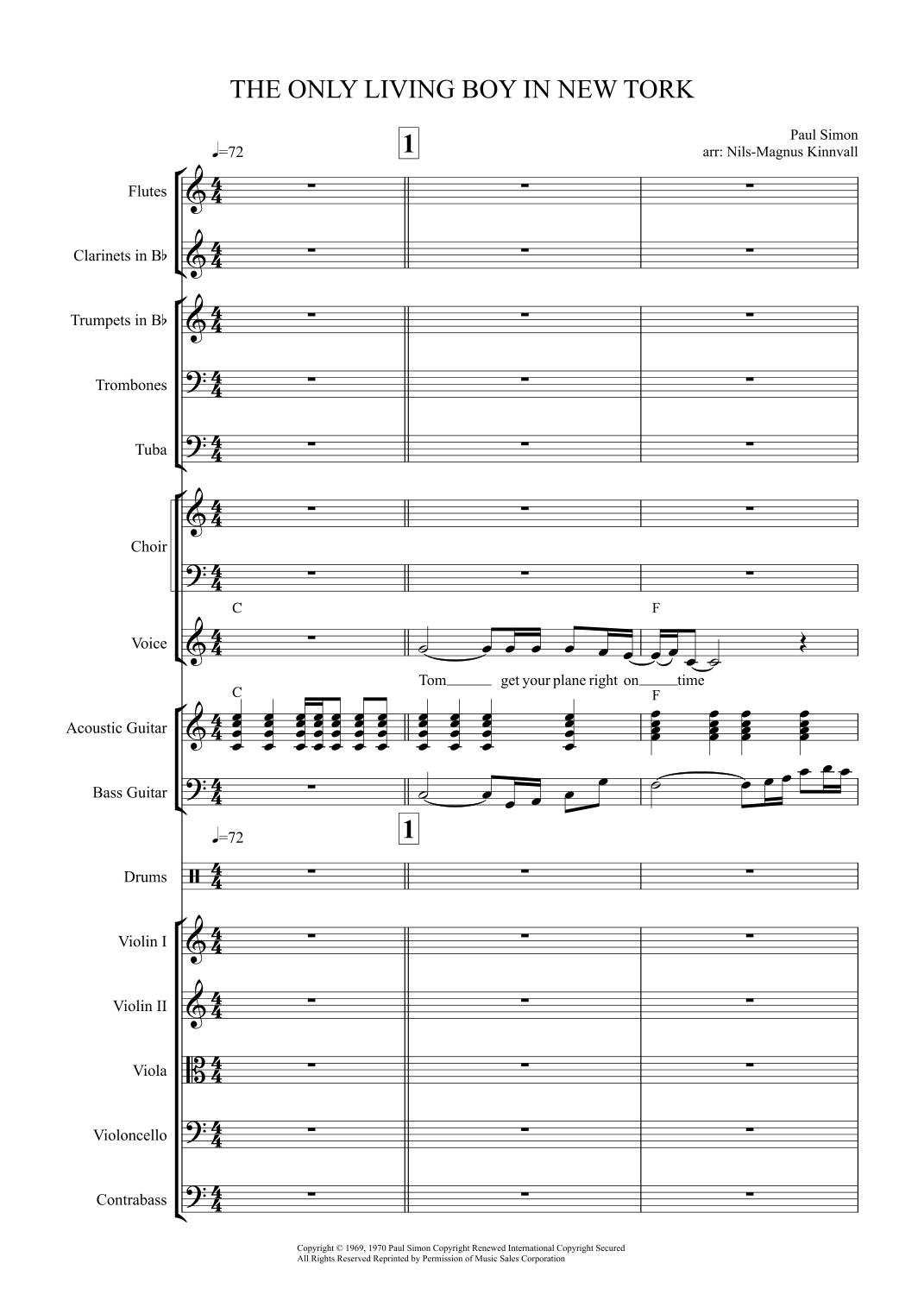 The Only Living Boy In New York (arr. Nils-Magnus Kinnvall) by Simon & Garfunkel Full Orchestra