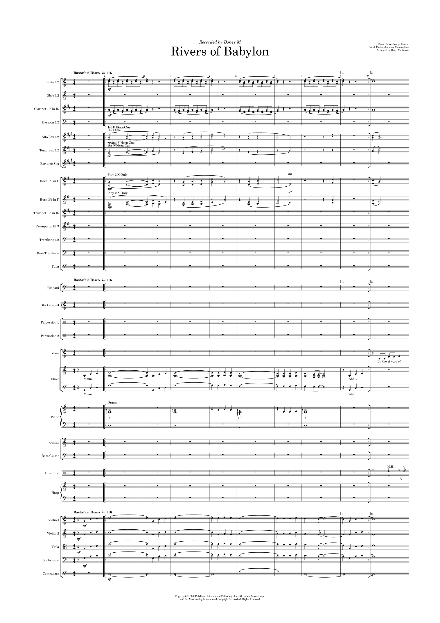 Rivers Of Babylon (arr. Daryl McKenzie) by Boney M Full Orchestra