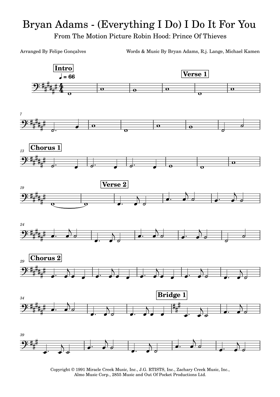 (Everything I Do) I Do It For You by Bryan Adams Sheet Music for ...