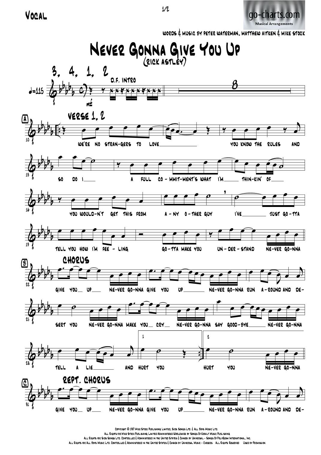 Never Gonna Give You Up (arr. Andy Davidson go-charts.com) by Rick Astley Full Orchestra