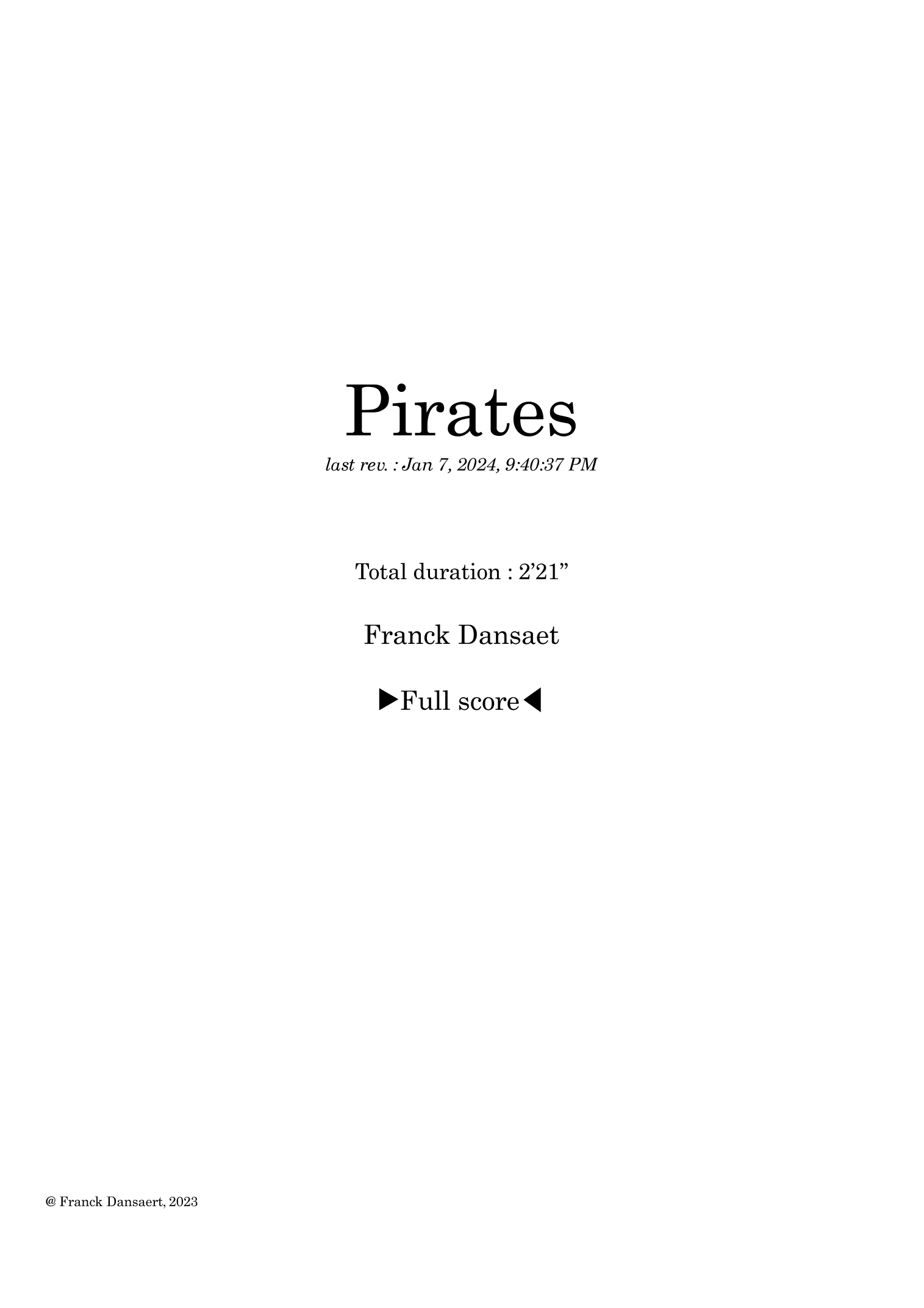 Pirates - Score Only by Franck Dansaert Full Orchestra