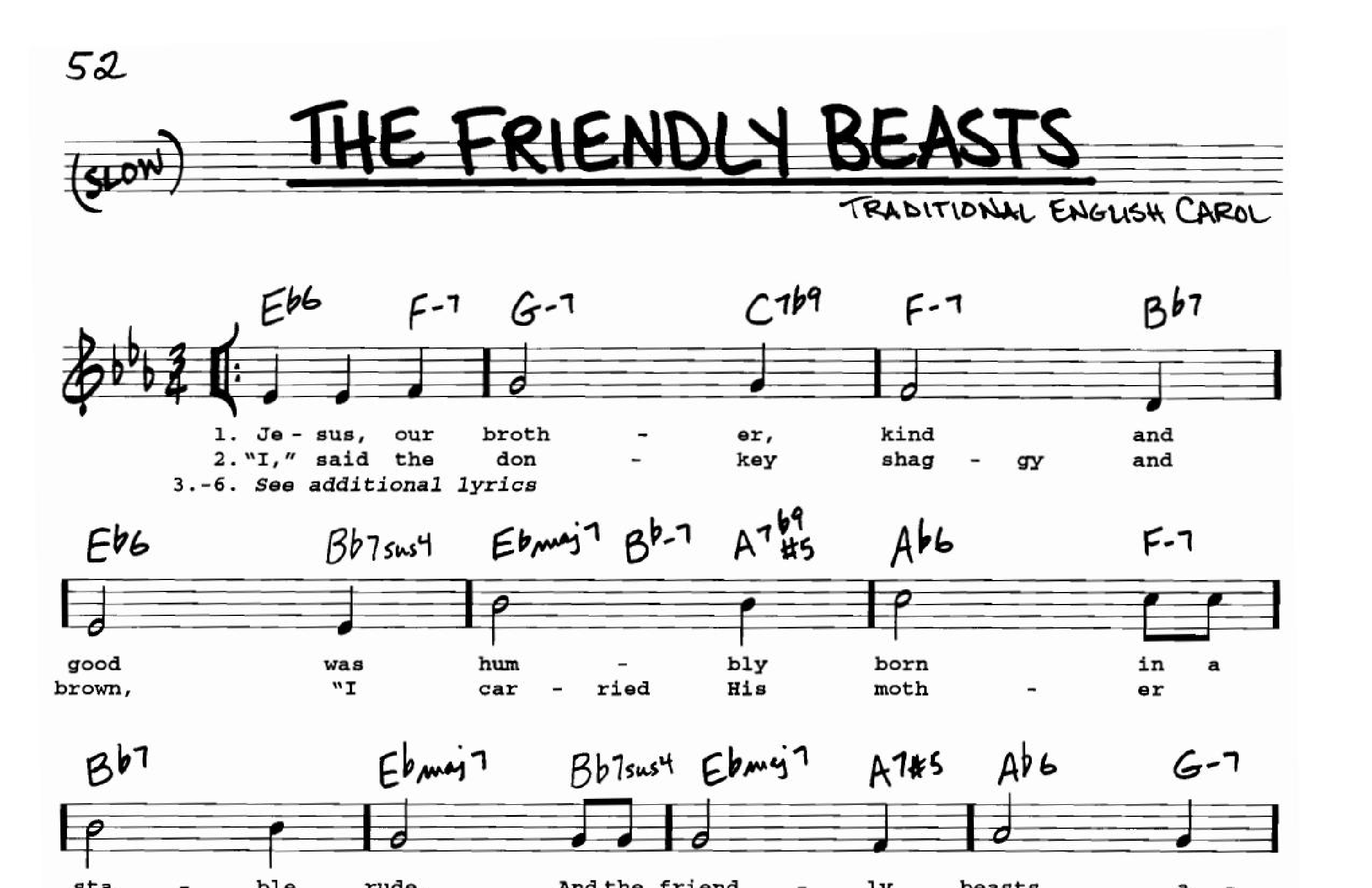 THE FRIENDLY BEASTS - Lead Sheet (arr. TRADITIDNAL ENGLISH CAROL) by ...