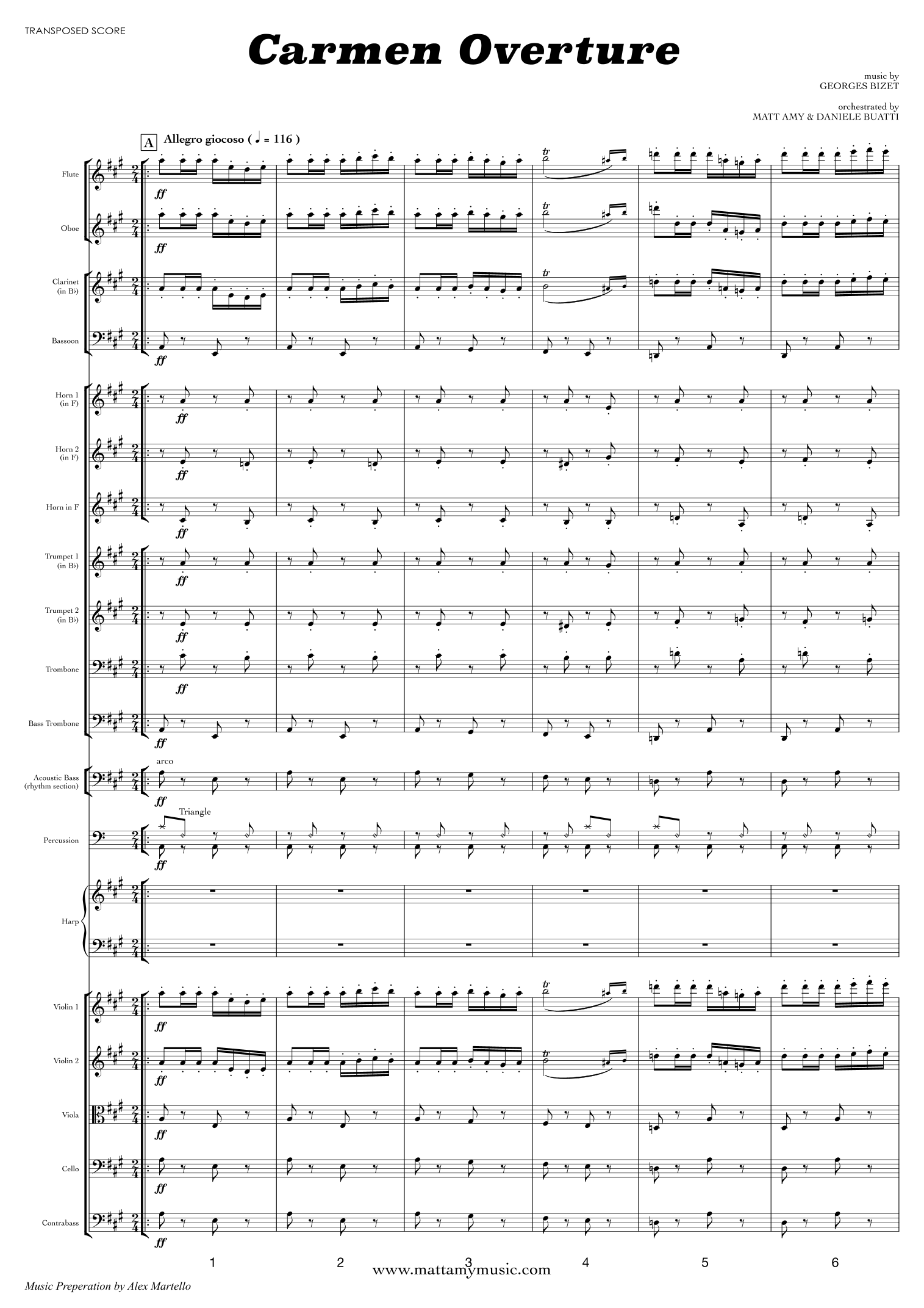 Carmen Overture (40 piece) (arr. Matt Amy) by George Bizet Full Orchestra