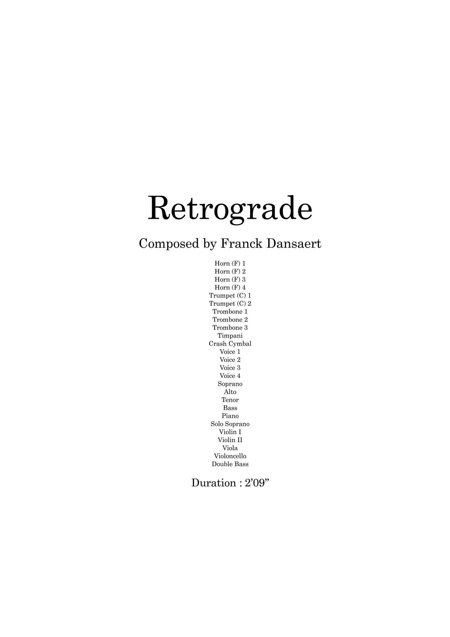 Retrograde - 仅总谱 by Franck Dansaert 管弦乐团 - 预览