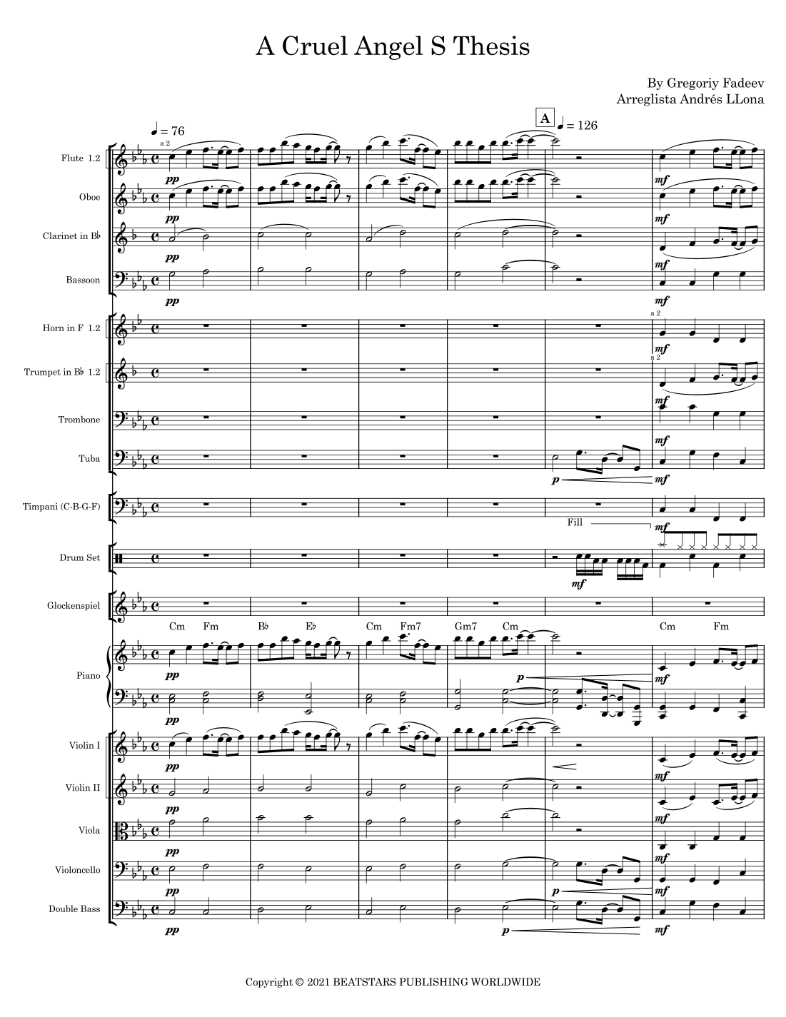A Cruel Angel S Thesis 8 Bit (arr. Andrés LLona) by Bass Estrada Full Orchestra