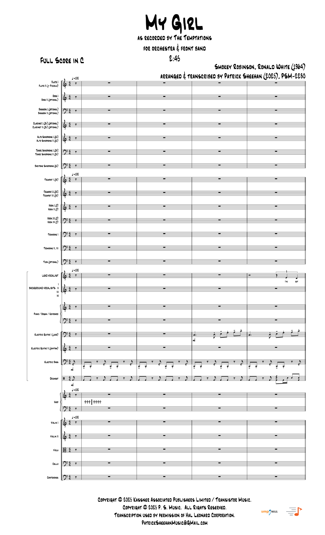 'my Girl' By The Temptations (arr. Patrick Sheehan) by John Howard 全编制管弦乐 - 预览