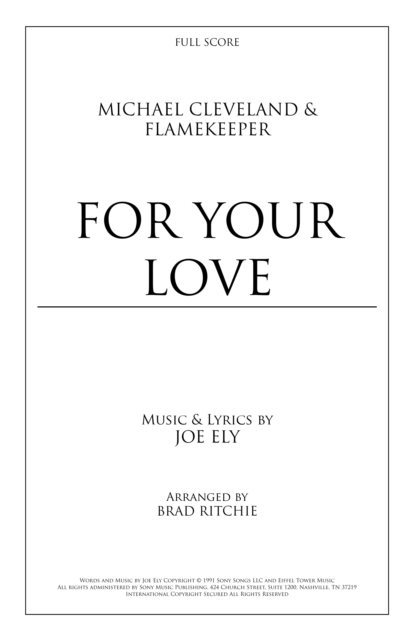 For Your Love (arr. Brad Ritchie) by Joe Ely Full Orchestra