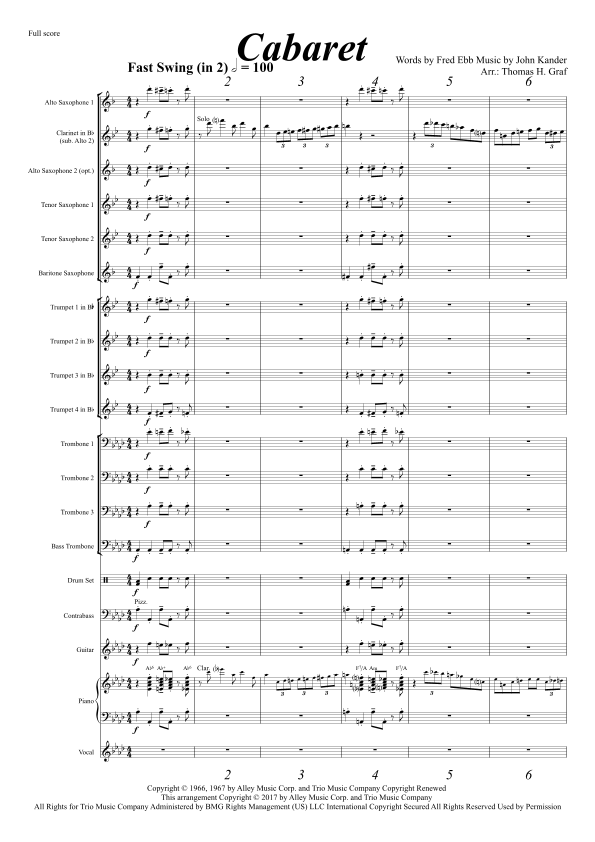 Cabaret - Score Only (arr. Thomas Graf) Partition Digitale