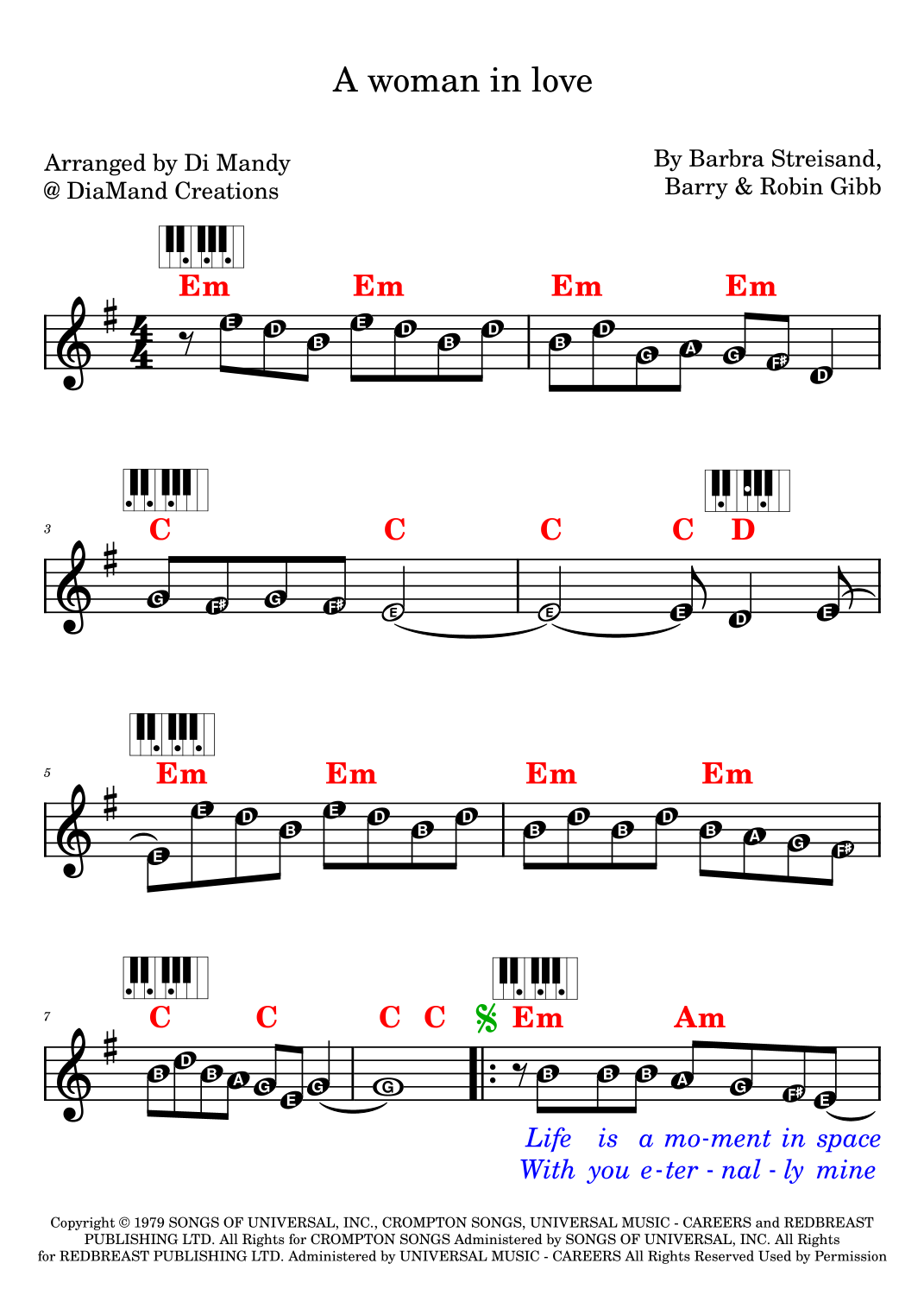 Woman In Love by Barbra Streisand Sheet Music for Lead Sheet