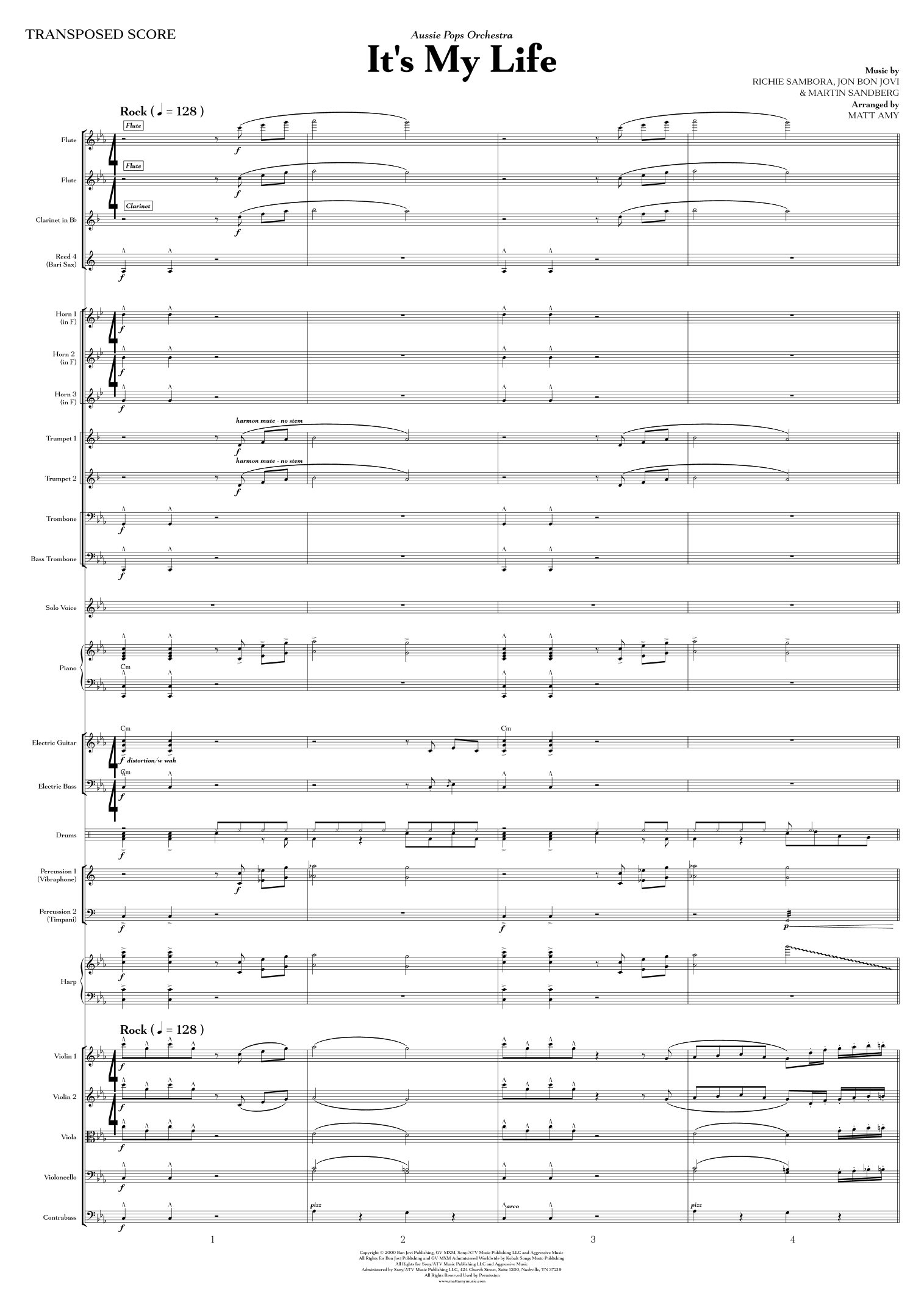 It's My Life (arr. Matt Amy) by Bon Jovi Full Orchestra