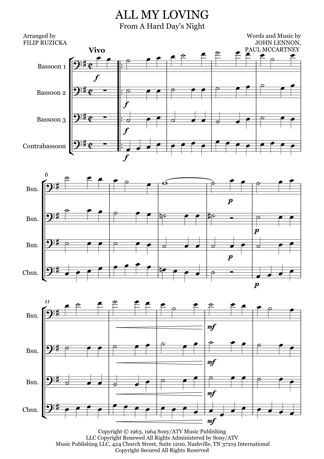 All My Loving (arr. Filip Ruzicka by The Beatles Sheet Music for ...