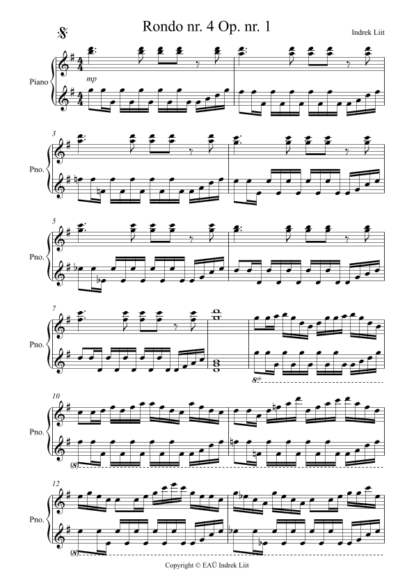 Piano rondos " Goodwill " Part 4 Sheet Music Reet Ristmägi Piano Solo