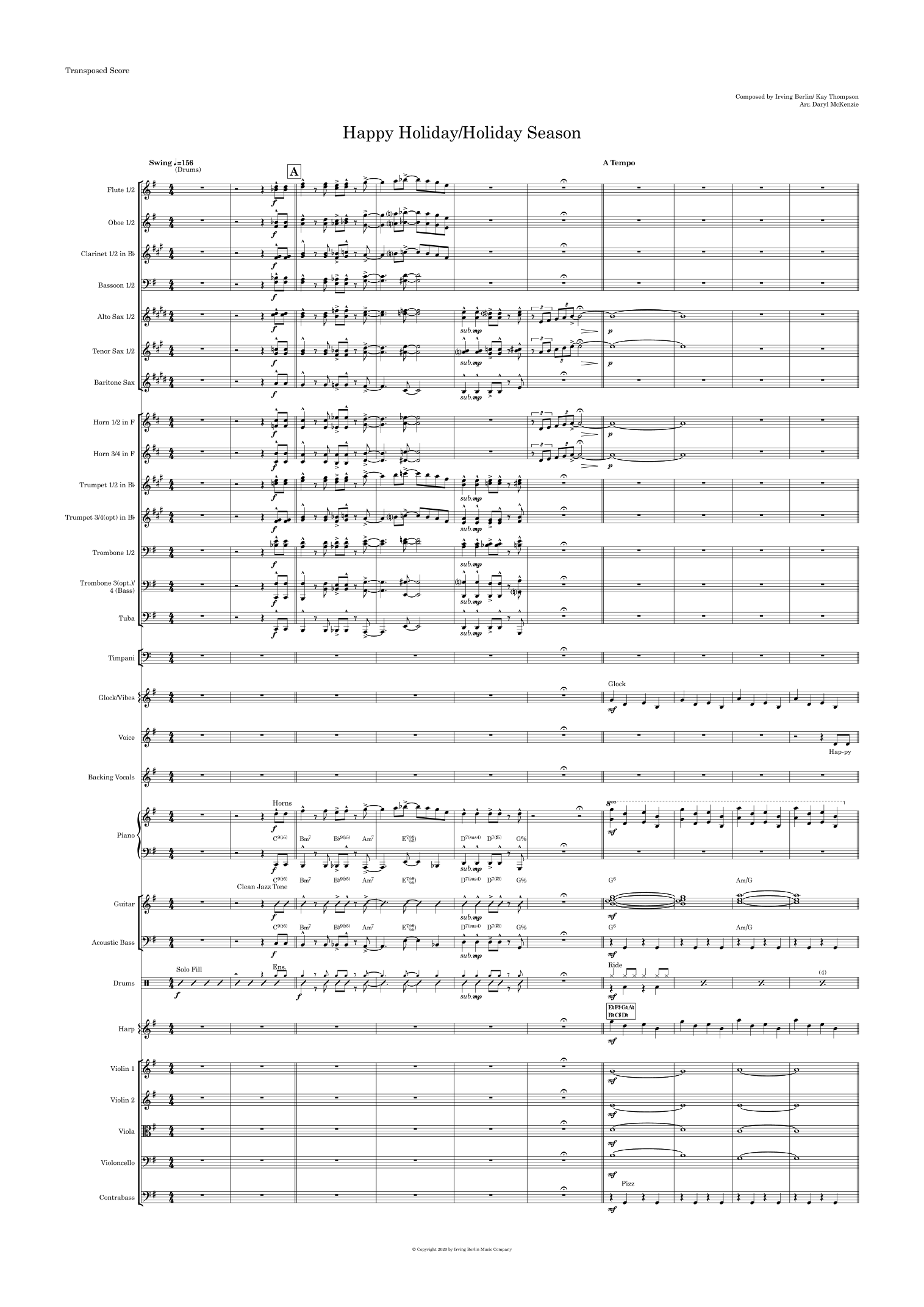 Happy Holiday / The Holiday Season (arr. Daryl McKenzie) by Martina McBride 管弦乐团全谱 - 预览