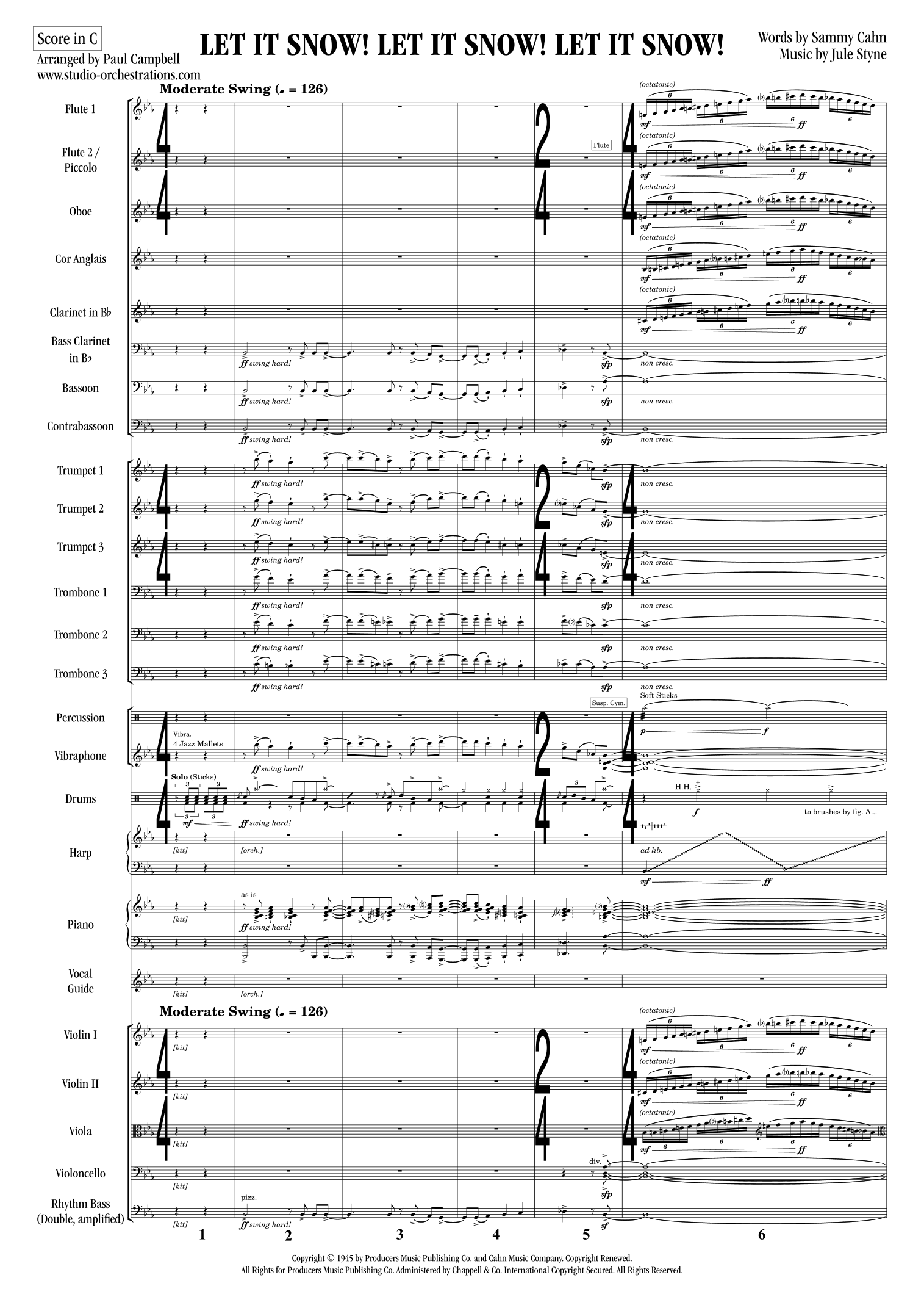 Let It Snow! Let It Snow! Let It Snow! (arr. Paul Campbell / Studio Orchestrations) by Frank Sinatra Full Orchestra