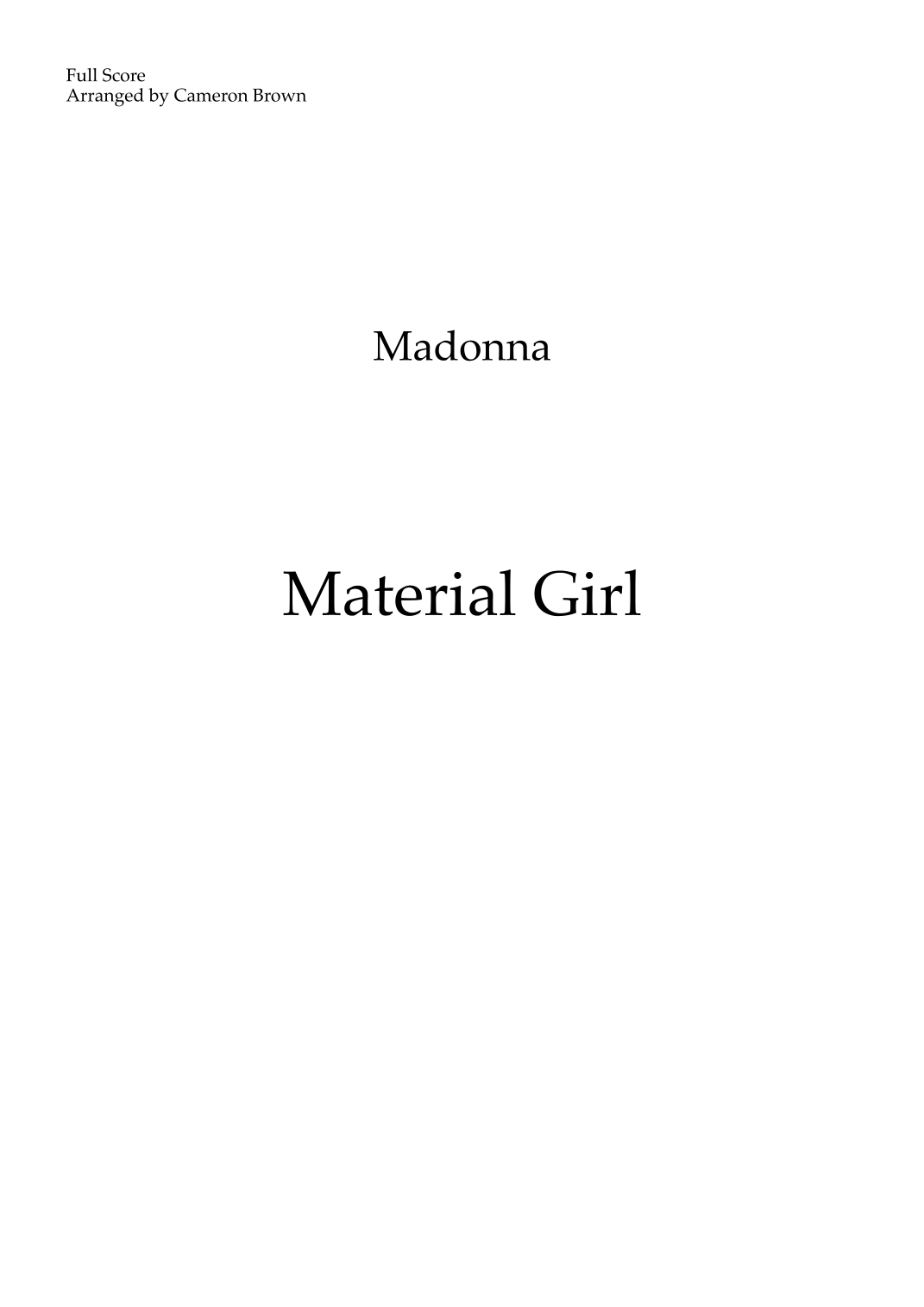 Material Girl Sheet Music Madonna String Ensemble
