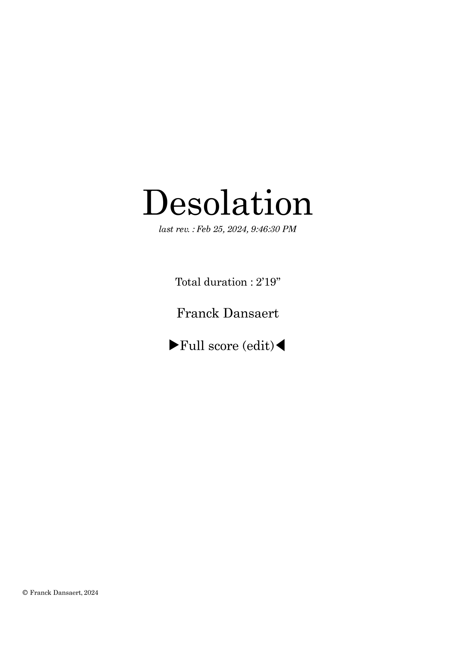 Desolation - Score Only by Franck Dansaert Full Orchestra