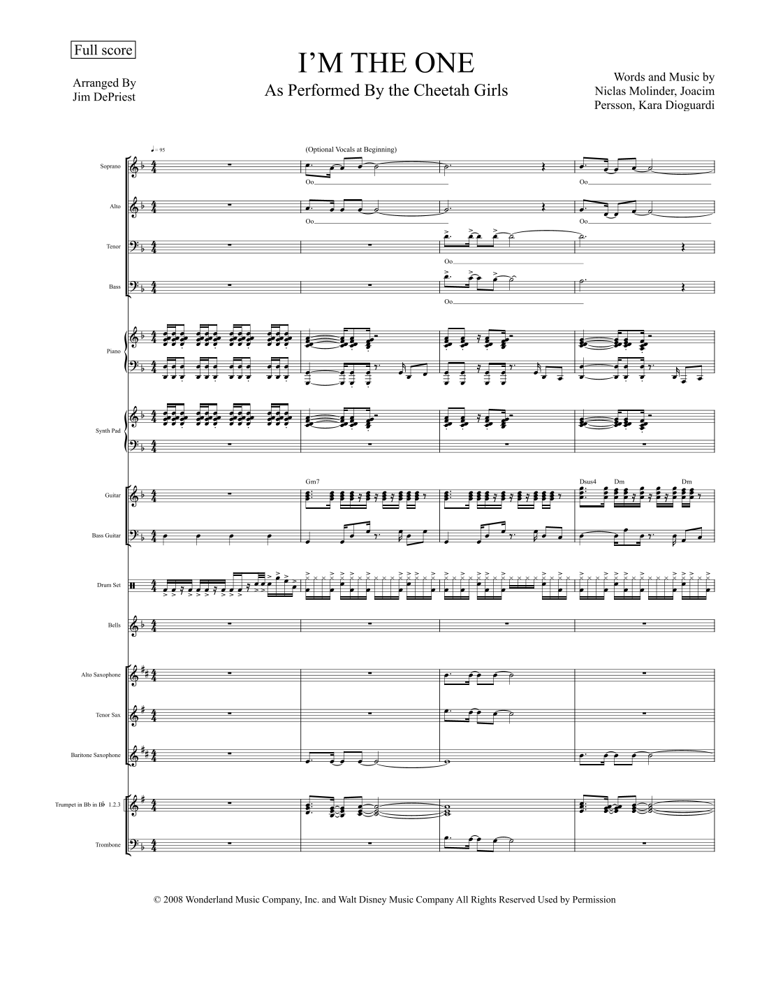 I'm The One (arr. Jim DePriest) by The Cheetah Girls Sheet Music for ...