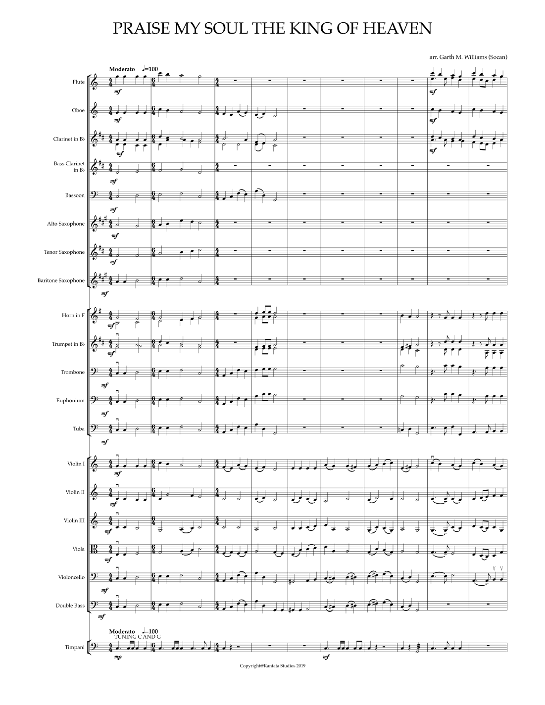 PRAISE MY SOUL THE KING OF HEAVEN 管弦乐团版 (arr. Garth Williams) by Garth Williams 管弦乐团 - 预览