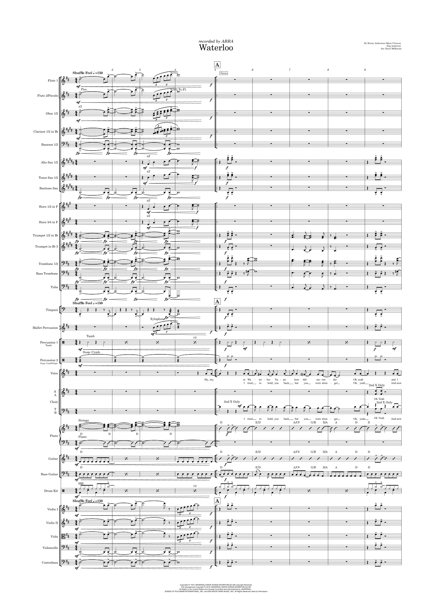 Waterloo (arr. Daryl McKenzie) by ABBA Full Orchestra (阿巴合唱团《滑铁卢》,Daryl McKenzie 编曲,管弦乐团全谱) - 预览