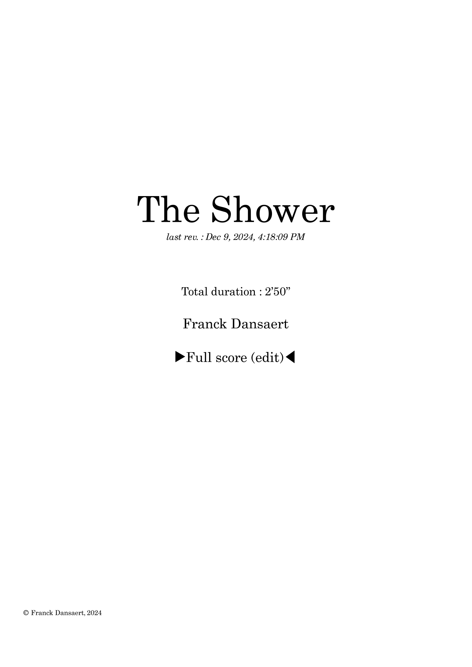 The Shower - Score Only by Franck Dansaert Full Orchestra (管弦乐团总谱) - 预览