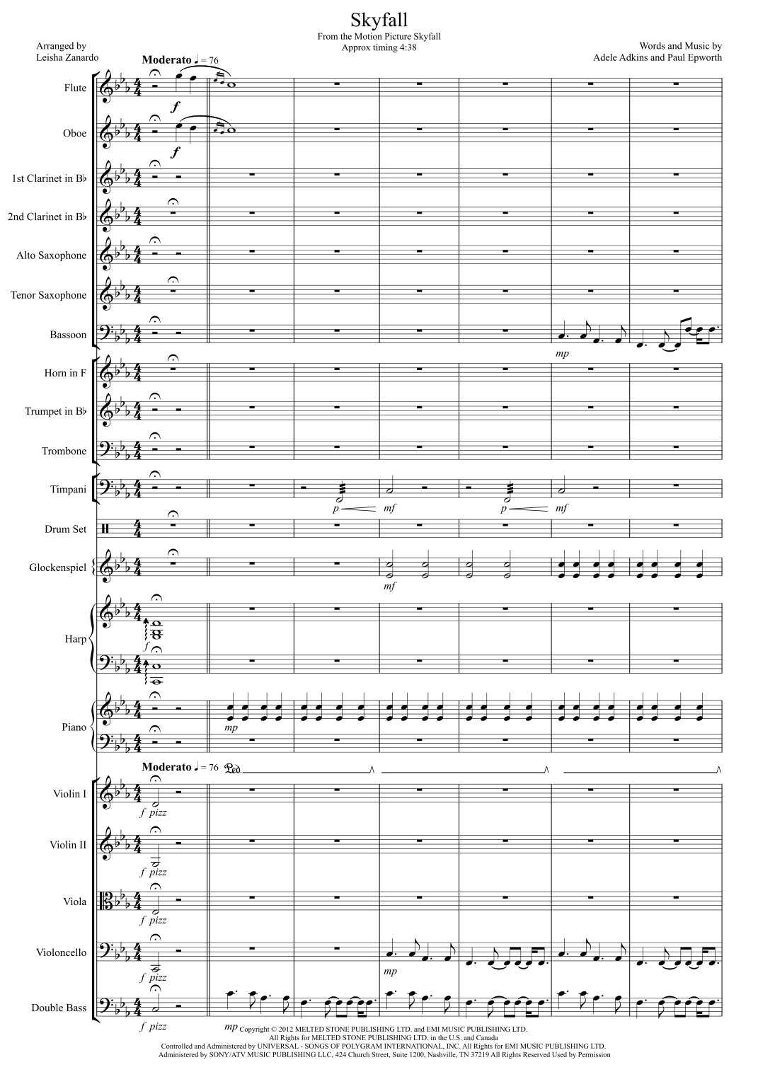 Skyfall (arr. Leisha Zanardo) by Adele 管弦乐团 - 预览