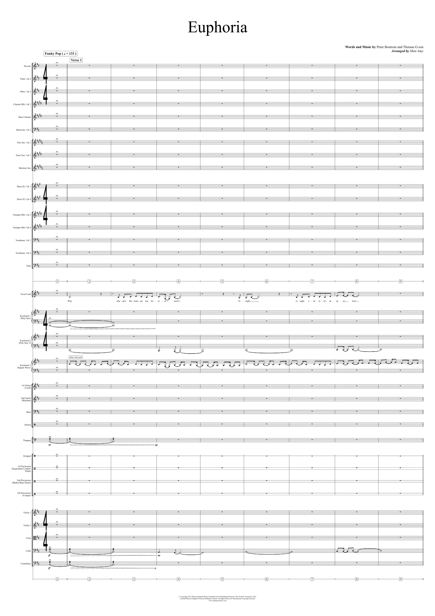 Euphoria (arr. Matt Amy) by Loreen Full Orchestra