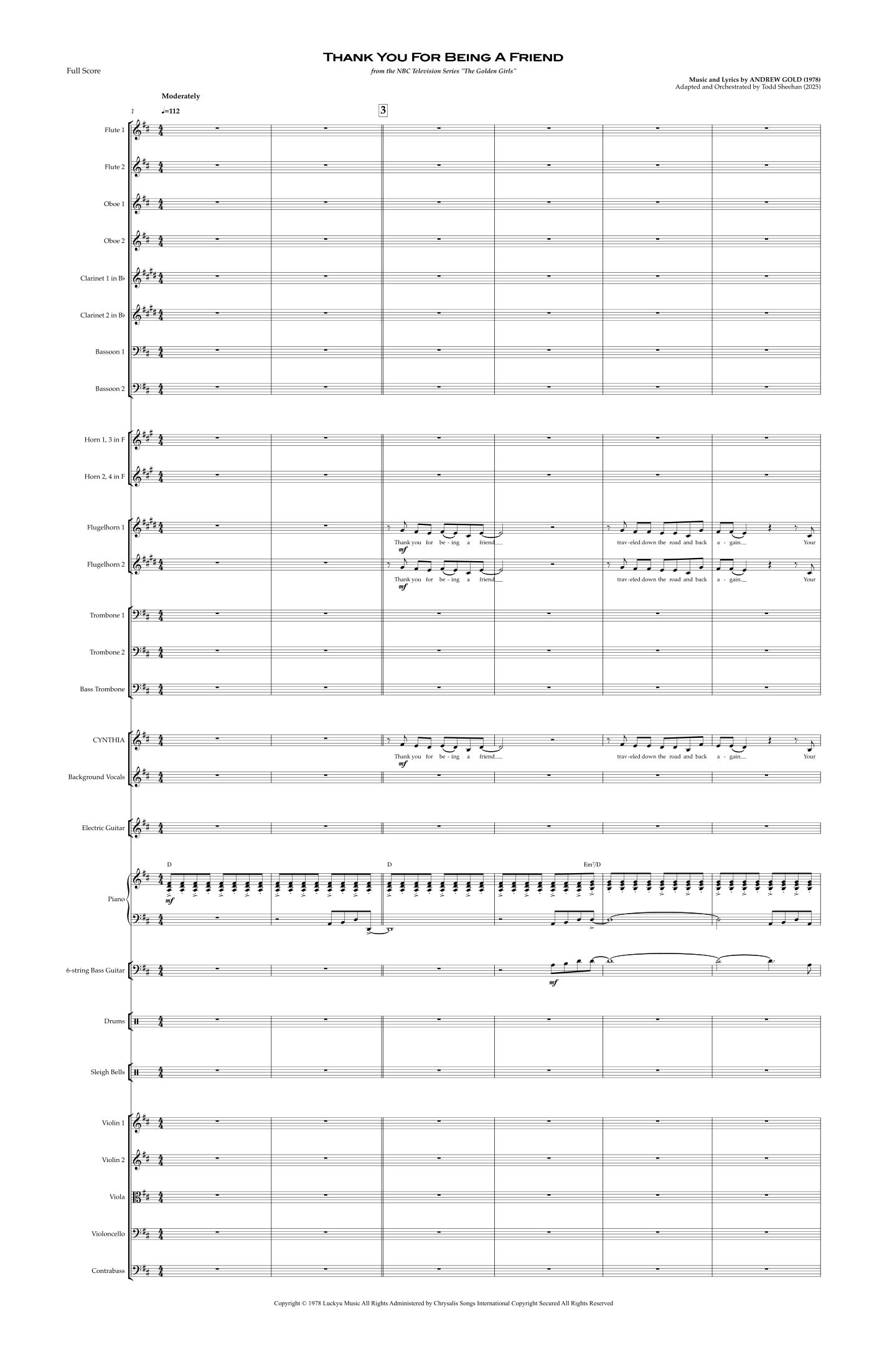 Thank You For Being A Friend (arr. Todd Sheehan) by Andrew Gold 管弦乐团 - 预览