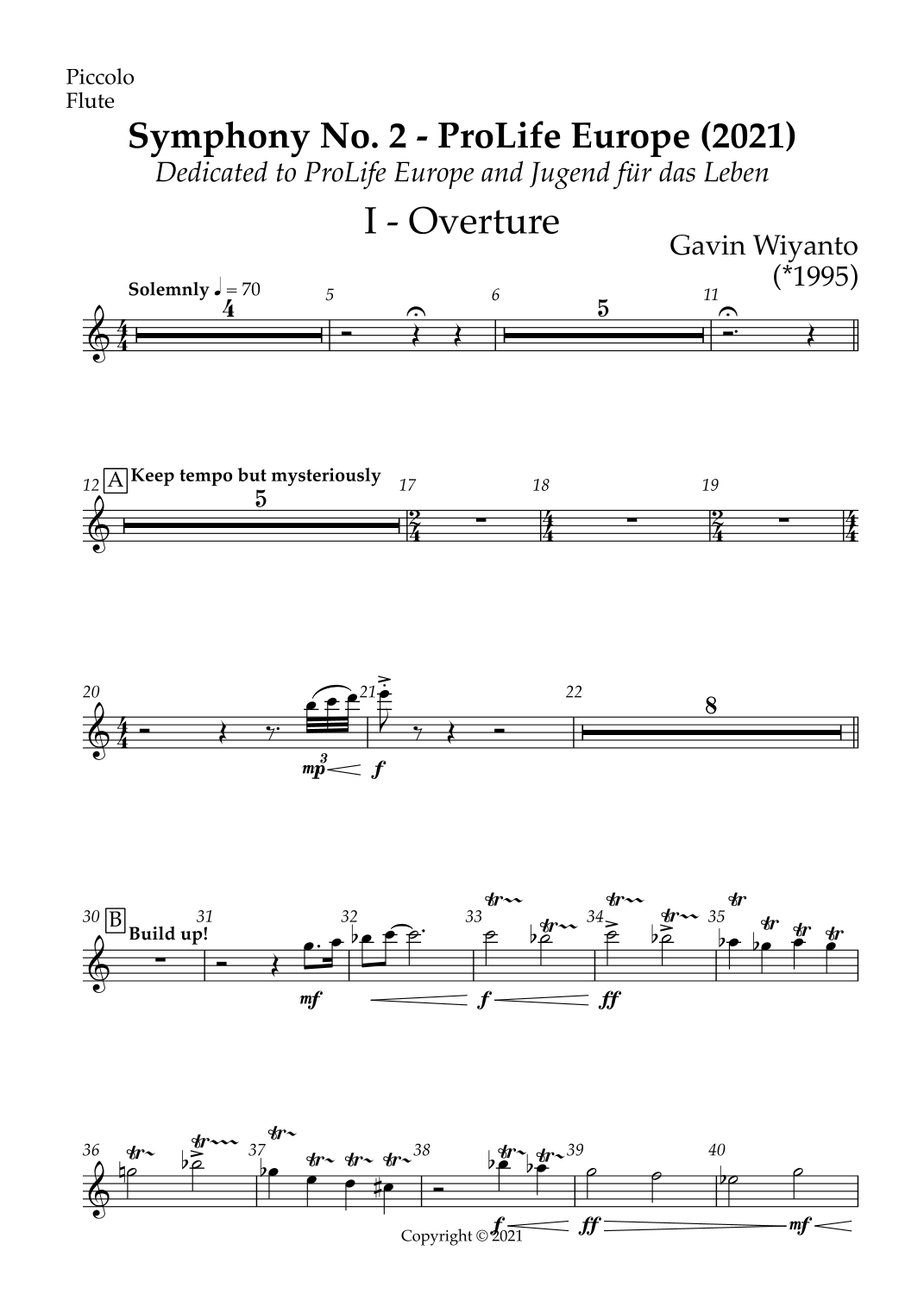 Symphony No. 2 - ProLife Symphony, 1. Ouverture for Large Orchestra (Parts only) by Jakarta Sinfonietta Full Orchestra (第二交响曲 - 珍爱生命交响曲,第一乐章:大管弦乐团序曲(仅分谱)- 雅加达小交响乐团管弦乐团) - 预览