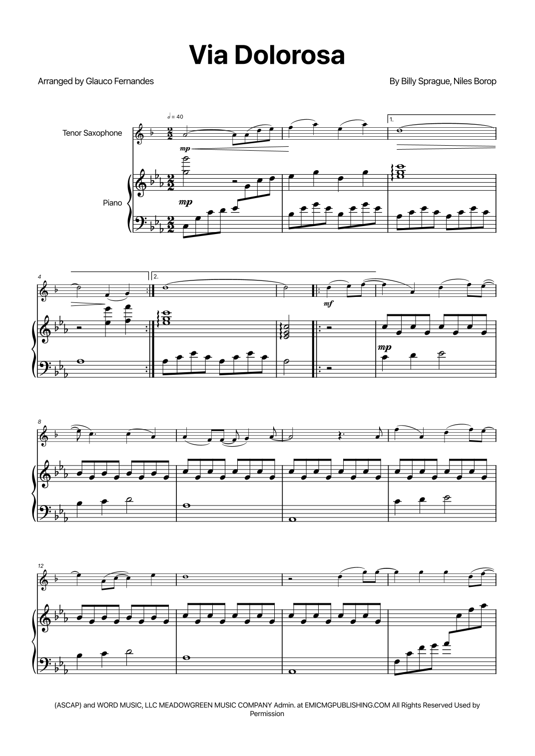 Via Dolorosa (arr. Glauco Fernandes) Partition Digitale