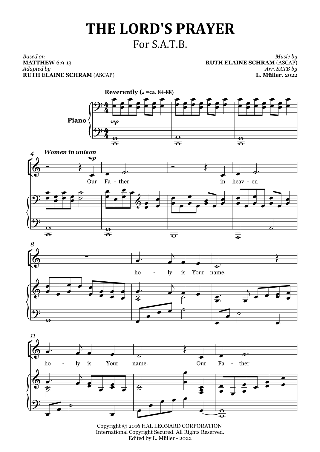 The Lord's Prayer (arr. L. Müller) Partituras Digitales
