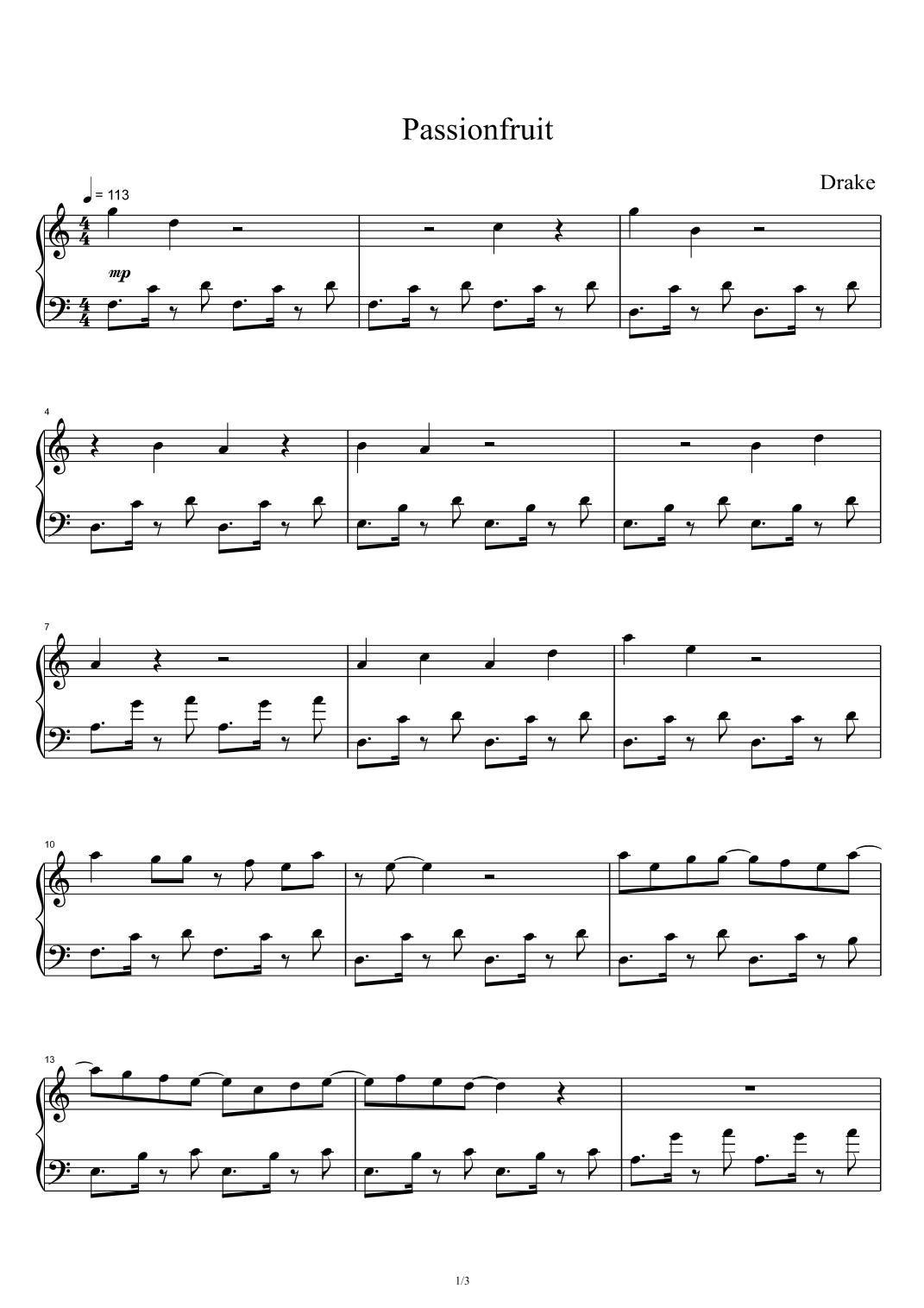 Passionfruit (arr. Mr. Lu Lai) Digital Sheet Music