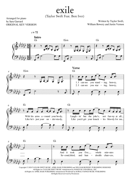 Exile (arr. Sara Garrard) Digital Sheet Music