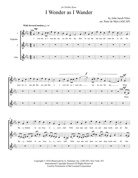 I Wonder As I Wander (arr. Peter de Mets) Digital Sheet Music