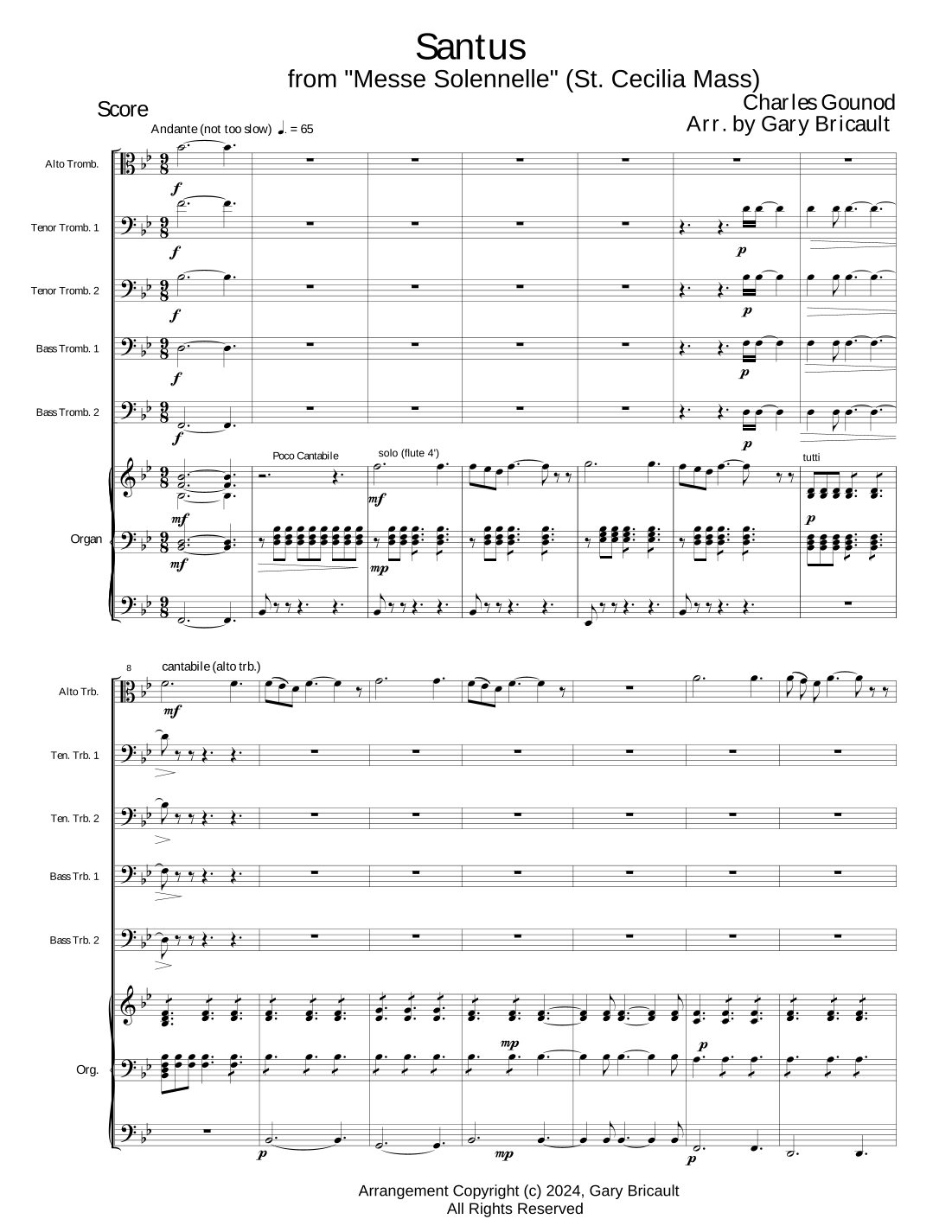Sanctus - from "Messe Solennelle" (St. Celcilia Mass) (arr. Gary Bricault) Digitale Noten