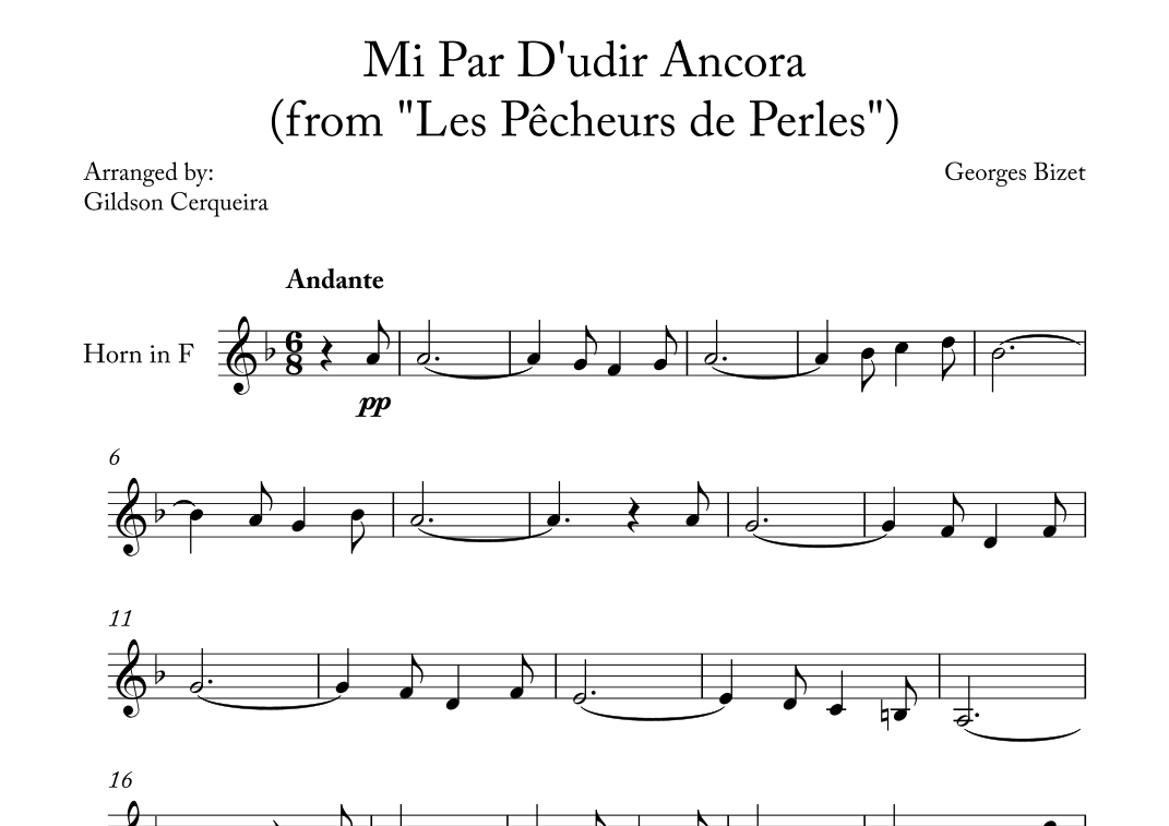 Mi Par D'udir Ancora (arr. Gildson Cerqueira) Partituras Digitales