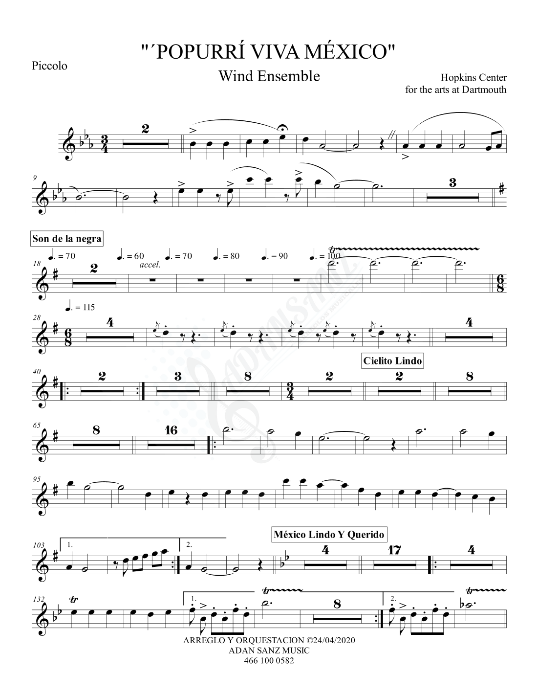 "POPURRÍ VIVA MÉXICO" (arr. SANZ MUSIC) by WIND ENSEMBLE - Hopkins Center for the arts at Dartmouth 管弦乐团 - 预览